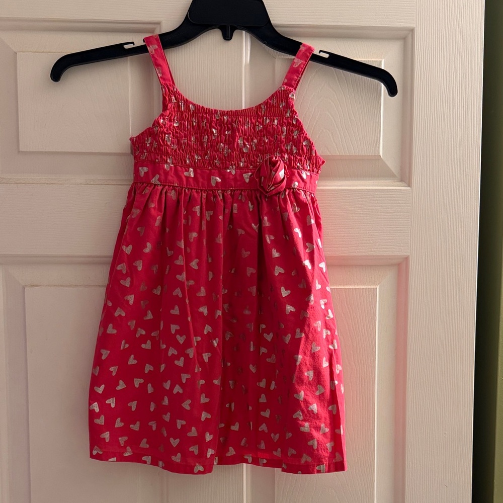 Penelope Mack Hot Pink Heart Print Sundress with Rosette